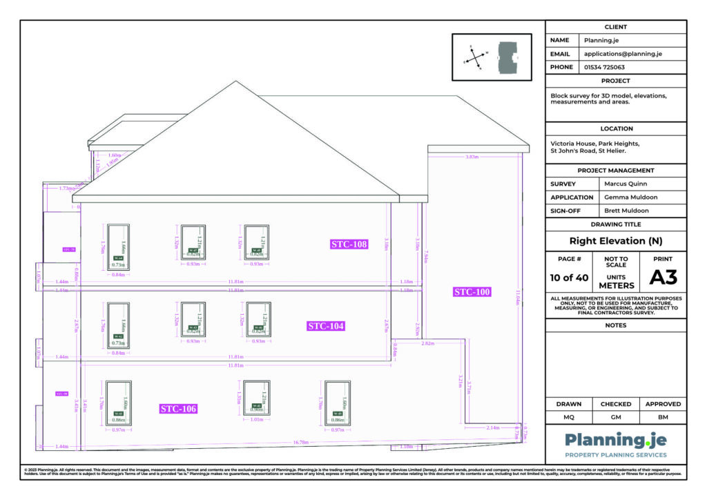 Victoria House Park Heights St Johns Road St Helier Planning.je External Elevation Drawings and Measurements A3 10