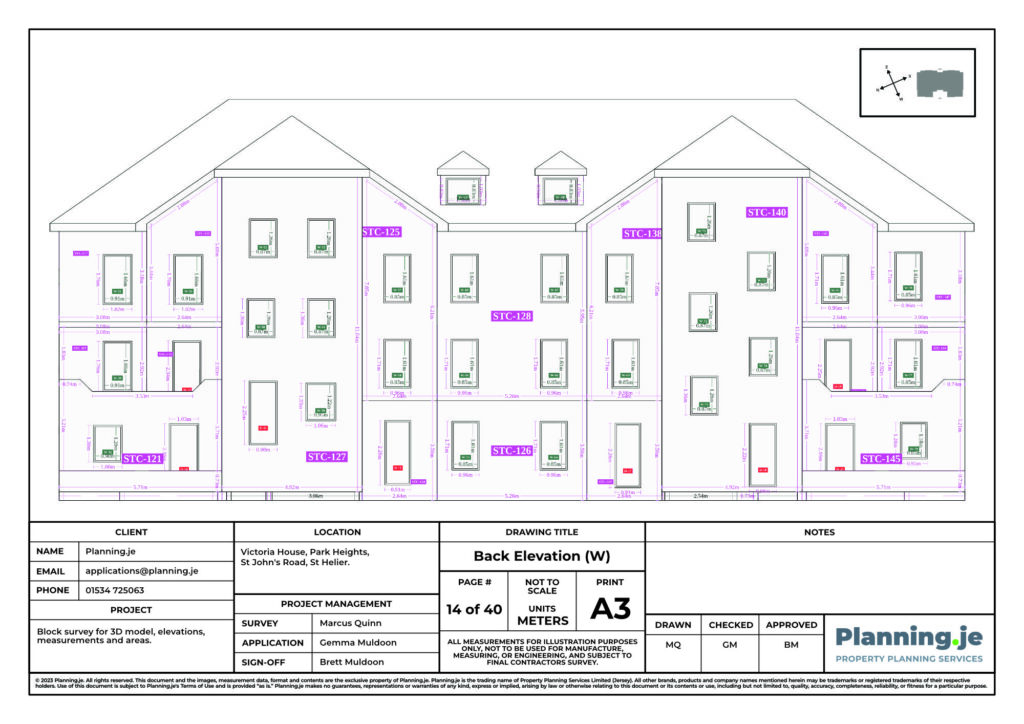 Victoria House Park Heights St Johns Road St Helier Planning.je External Elevation Drawings and Measurements A3 14