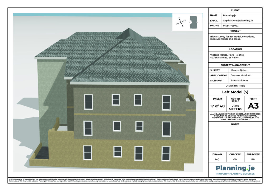 Victoria House Park Heights St Johns Road St Helier Planning.je External Elevation Drawings and Measurements A3 17