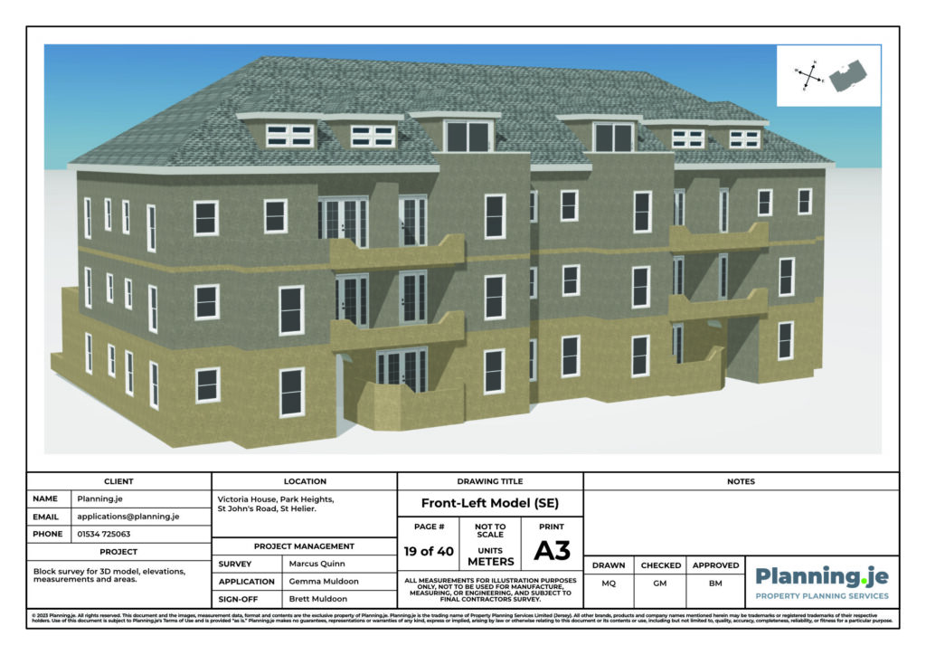 Victoria House Park Heights St Johns Road St Helier Planning.je External Elevation Drawings and Measurements A3 19