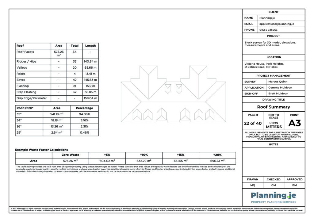 Victoria House Park Heights St Johns Road St Helier Planning.je External Elevation Drawings and Measurements A3 22