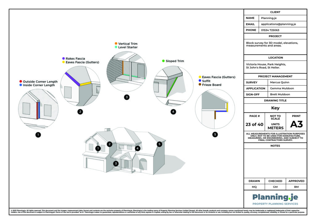 Victoria House Park Heights St Johns Road St Helier Planning.je External Elevation Drawings and Measurements A3 23