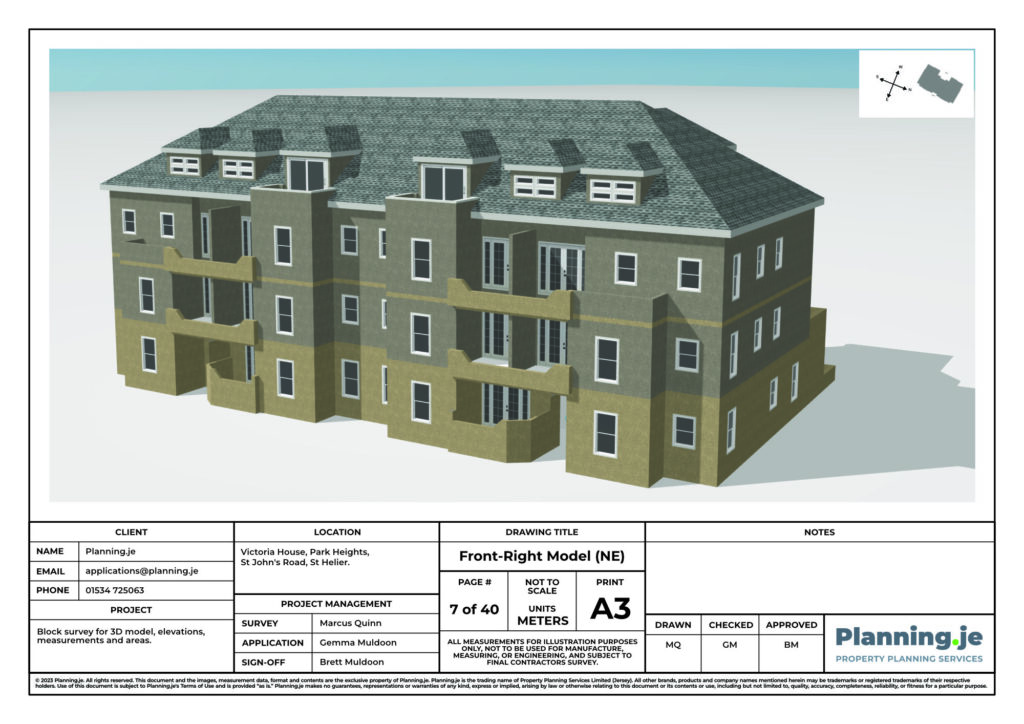 Victoria House Park Heights St Johns Road St Helier Planning.je External Elevation Drawings and Measurements A3 7