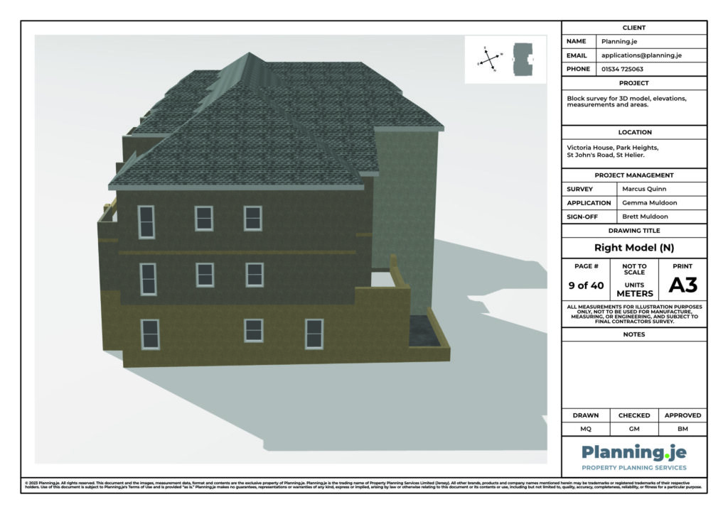 Victoria House Park Heights St Johns Road St Helier Planning.je External Elevation Drawings and Measurements A3 9